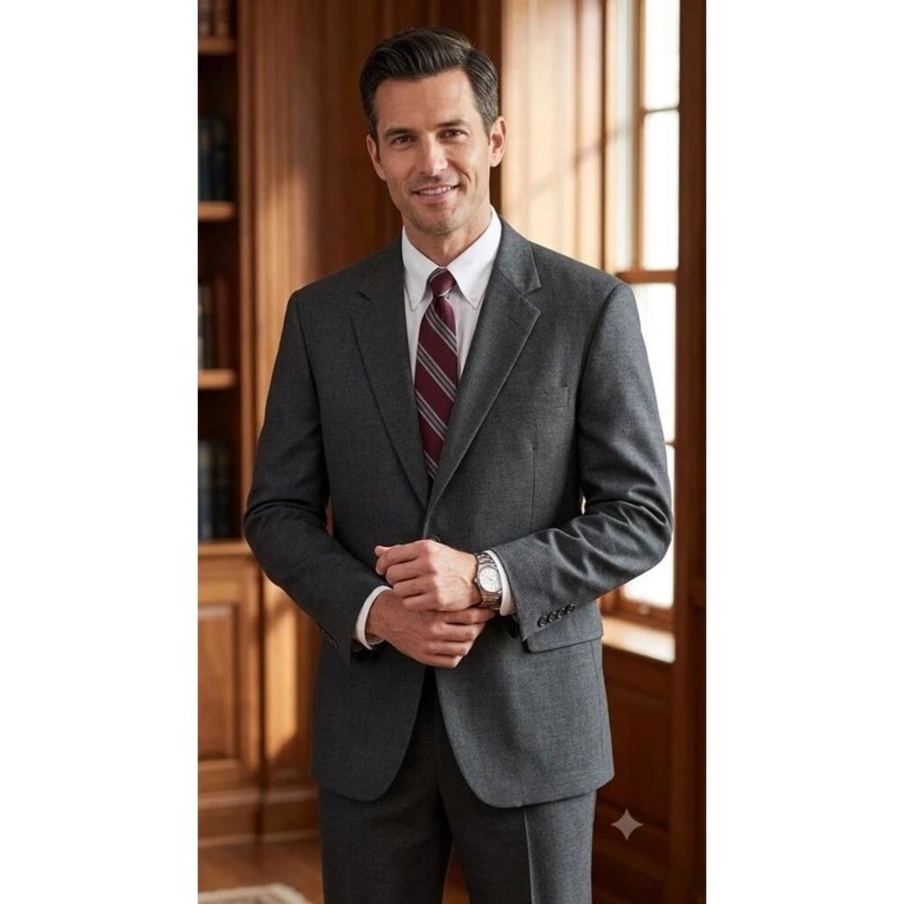 Brooks Brothers Brooksease Men's Gray 100% Wool Suit Jacket Blazer Size 50R